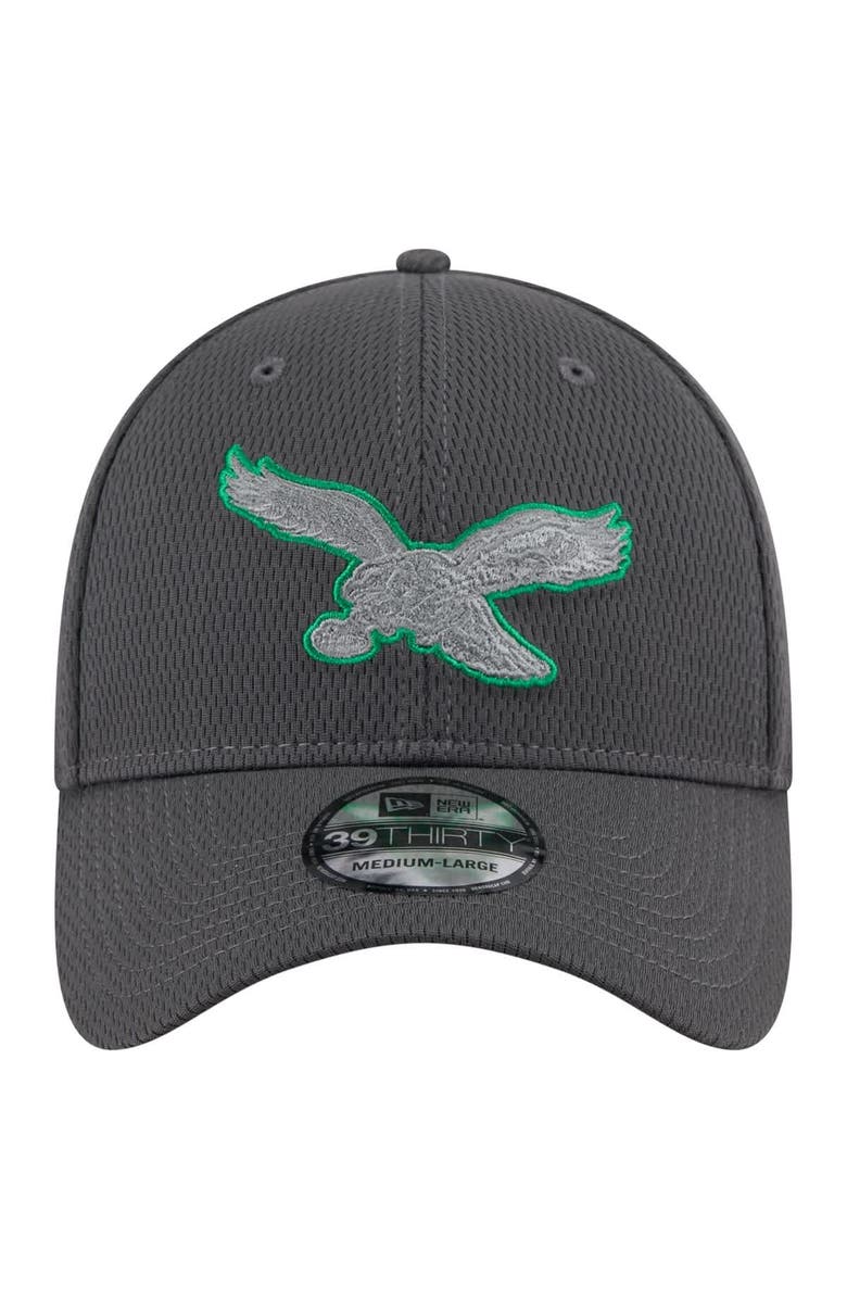 New Era Men's New Era Graphite Philadelphia Eagles Throwback Logo Main 39THIRTY Flex Hat, Alternate, color, 