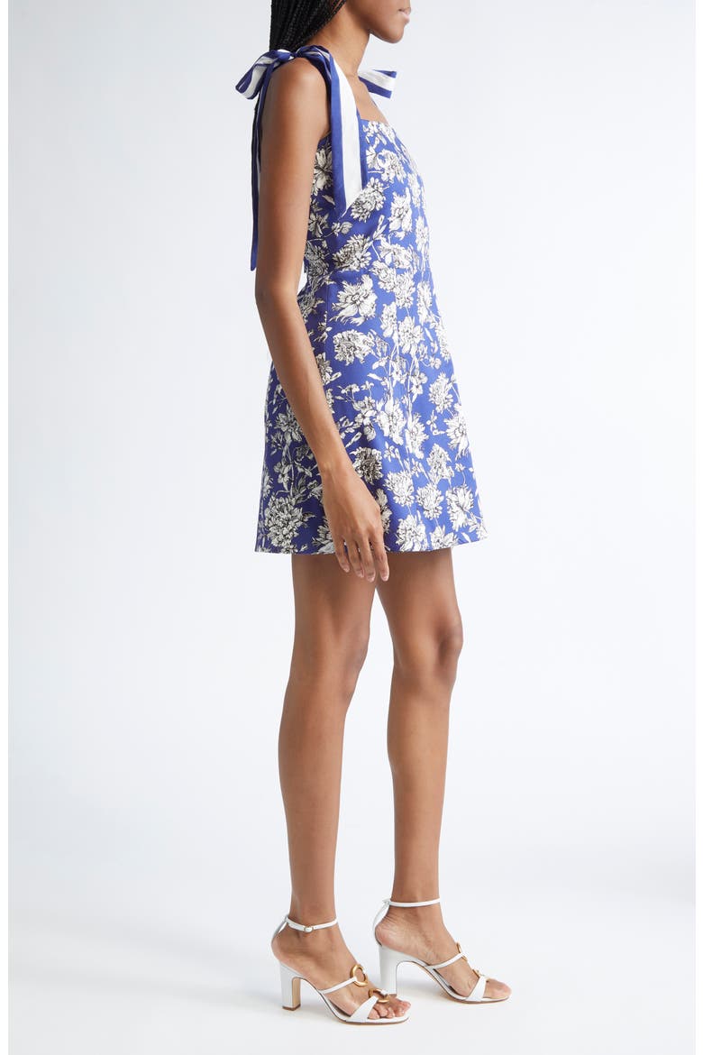 Maryann Floral Print Tie Shoulder Minidress, Alternate, color, BLOOMING WILD INDIGO