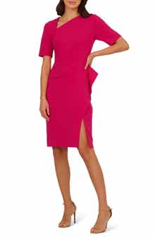 Adrianna Papell Draped Stretch Crepe Sheath Dress