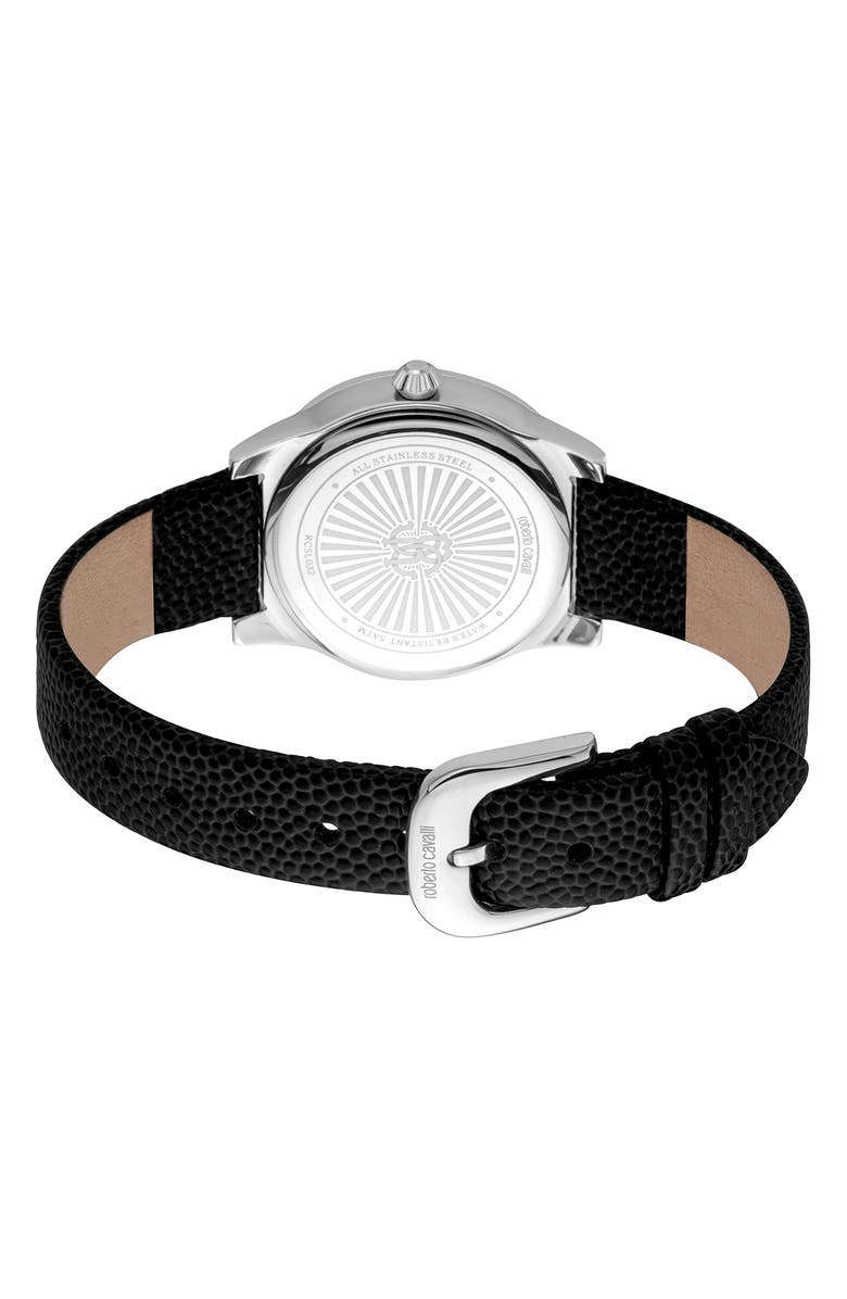 Roberto Cavalli Crystal Leather Strap Watch, 30mm, Alternate, color, 