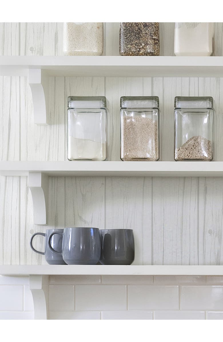 Wallpops White Barn Wood Peel & Stick Wallpaper, Alternate, color, White