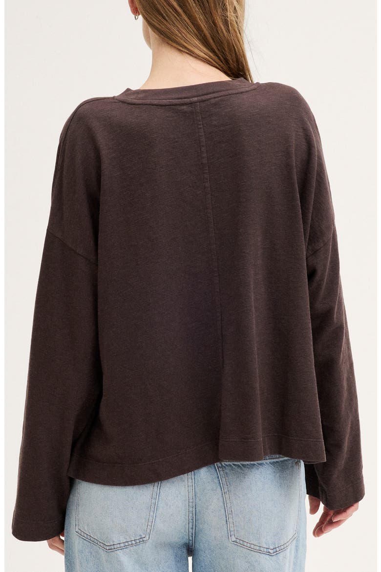 Sunday Slub Easy Crewneck Long Sleeve T-Shirt, Alternate, color, DARK COCOA
