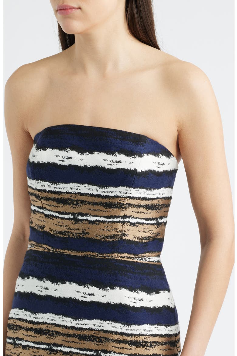 Strapless Brocade Dress, Alternate, color, NAVY