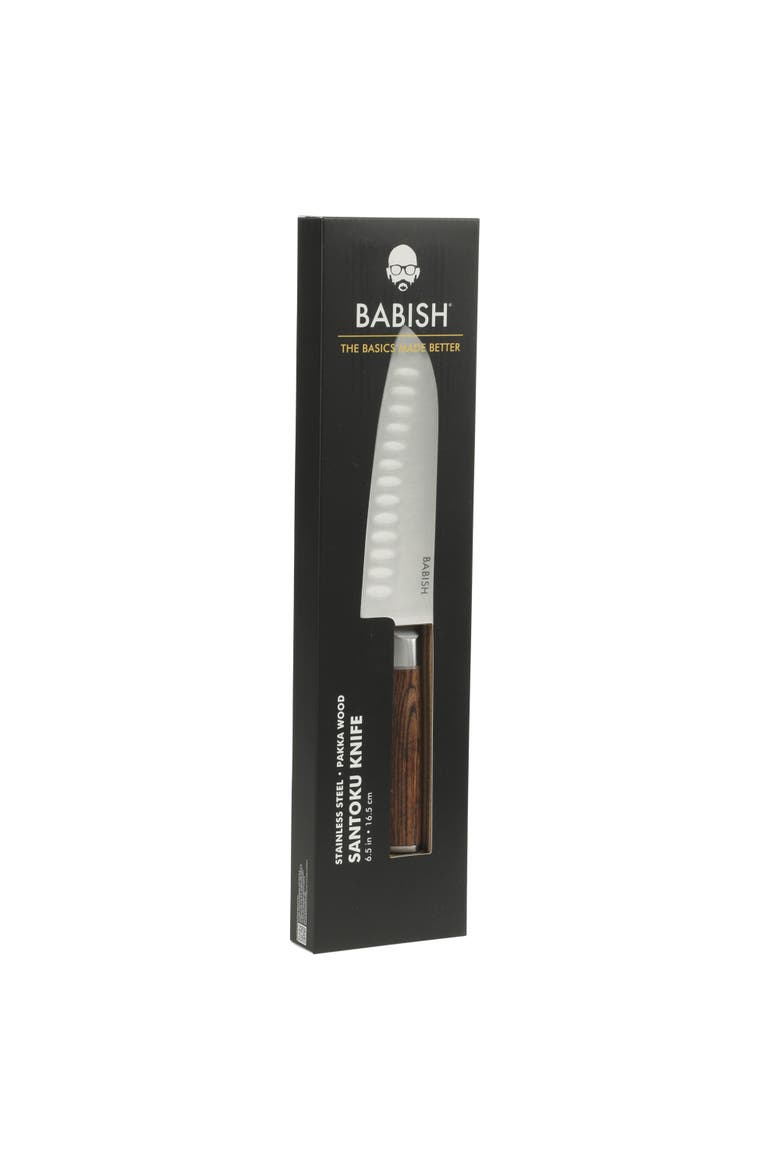 High Carbon German Steel Santoku Knife with Pakka Wood Handle, Alternate, color, Dark Brown