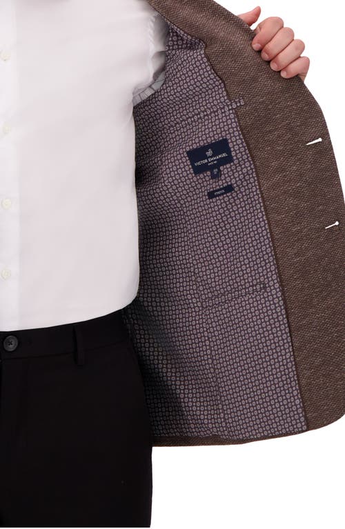 Victor Emmanuel Textured Comfort Knit Cotton Blend Sport Coat In Brown