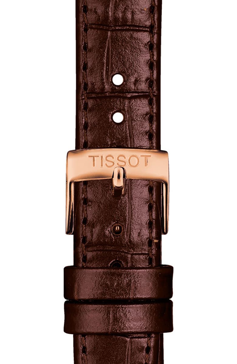 Tissot 15mm Croc Embossed Leather Watch Strap, Alternate, color, Brown