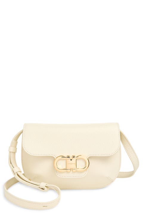 Lizzy Double Gancio Leather Crossbody Bag