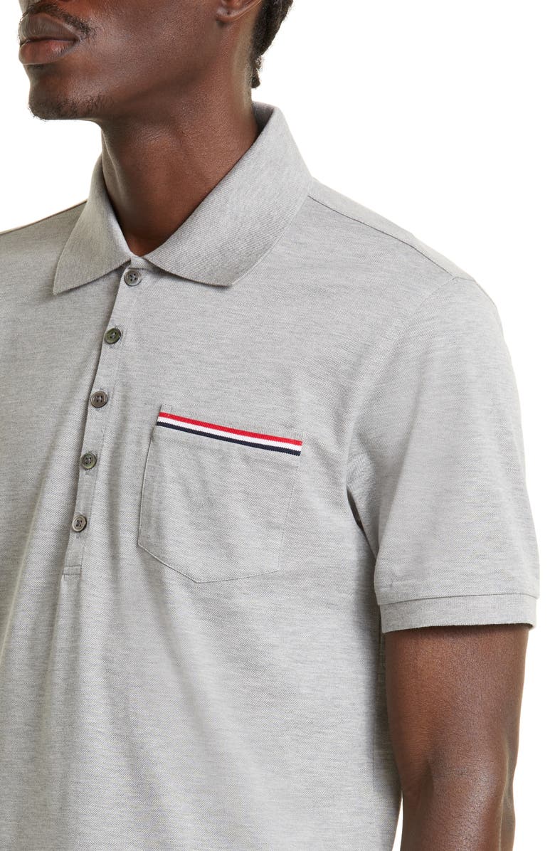 Thom Browne Pocket Polo, Alternate, color, Light Grey