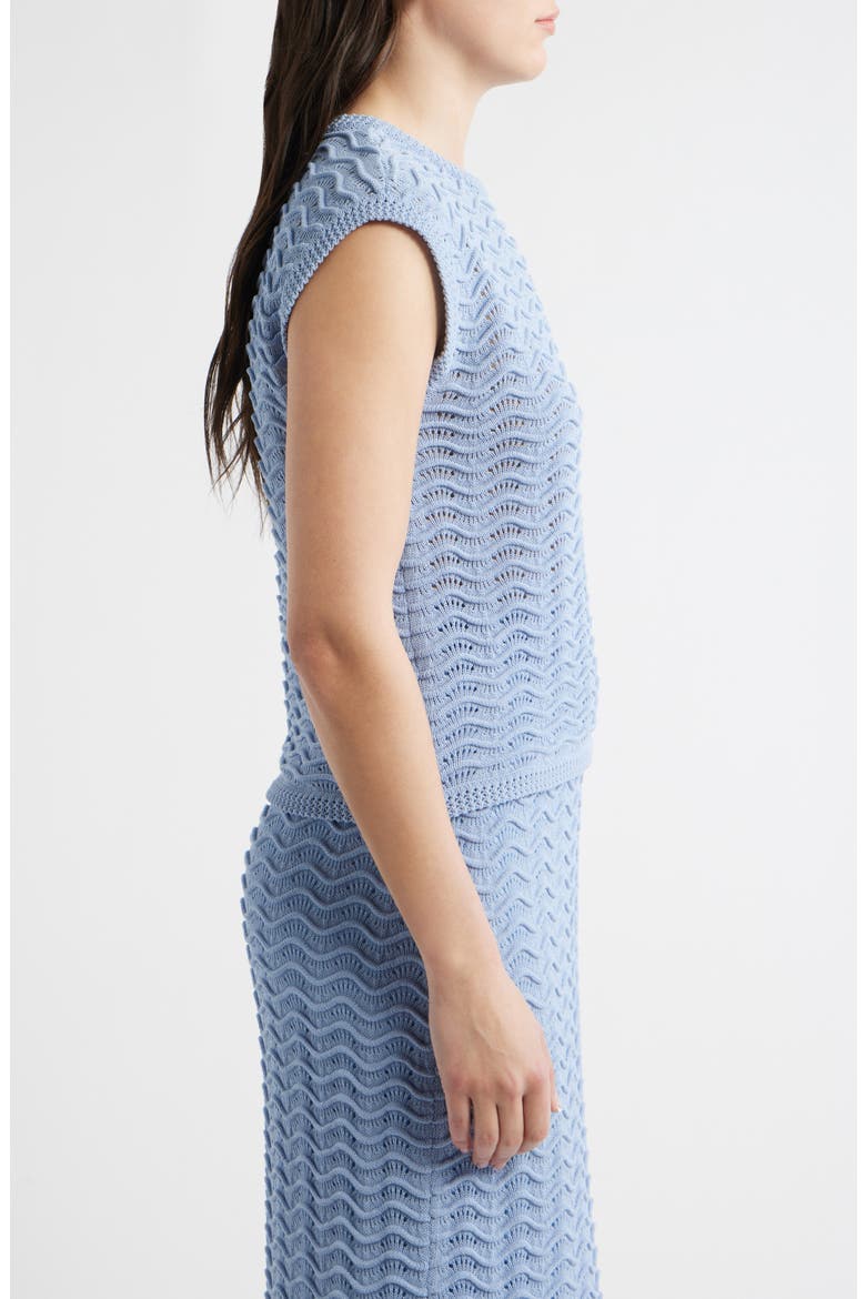 Wave Pointelle Knit Tank, Alternate, color, BLUE HERON