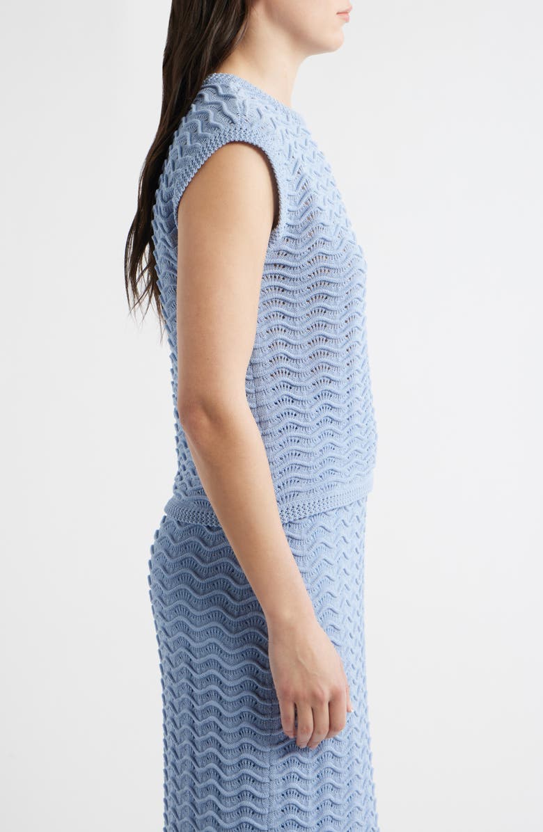 Bernardo Wave Pointelle Knit Tank, Alternate, color, Blue Heron