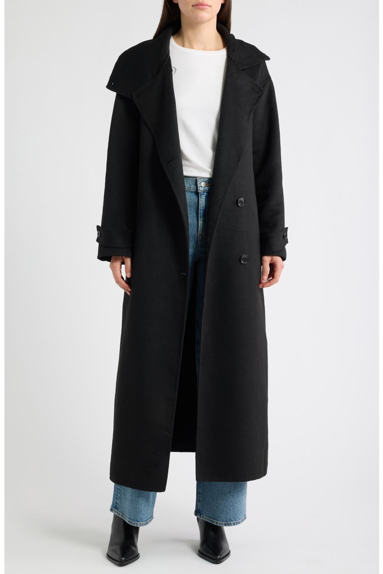 Double Face Belted Coat, Main, color, BLACK