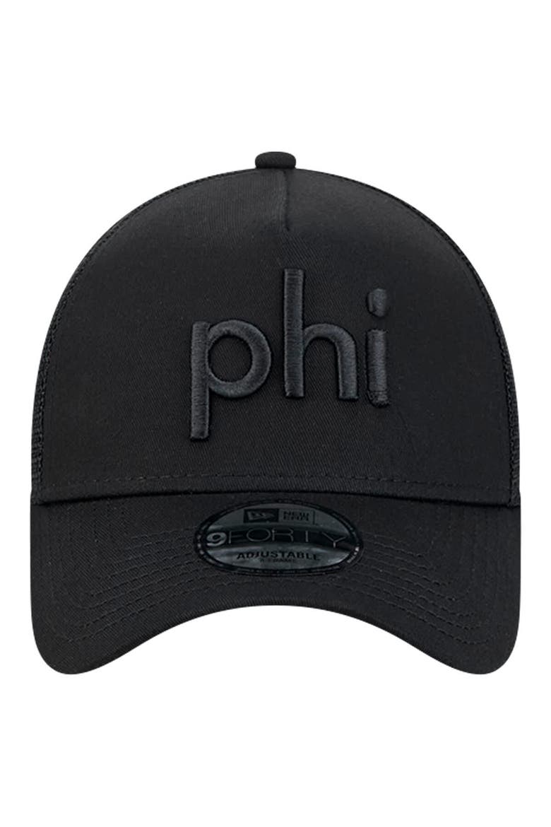 Men's New Era Black Philadelphia Eagles Domain 9FORTY A-Frame Trucker Adjustable Hat, Alternate, color, Black