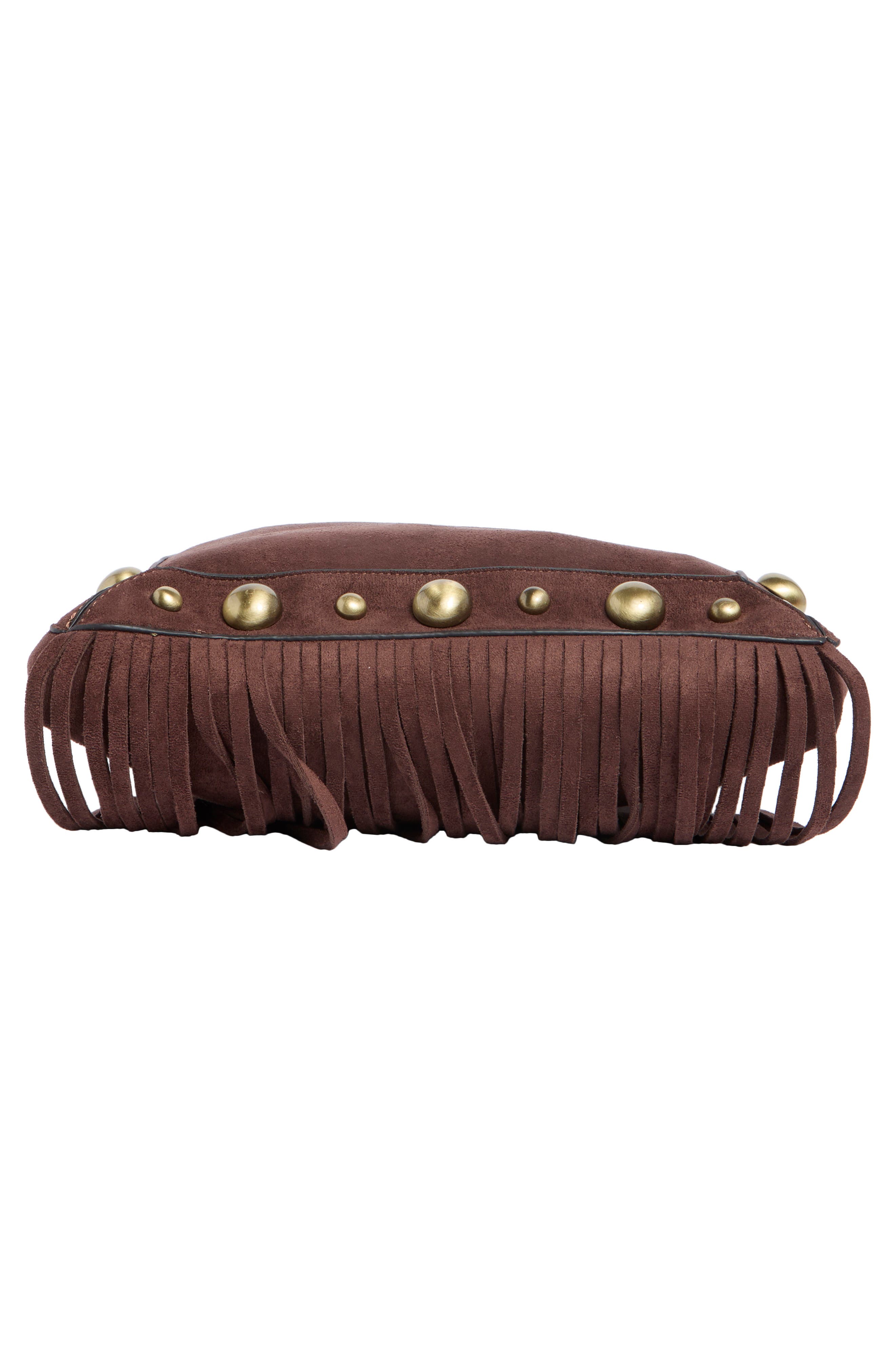 Fringe Faux Suede Crossbody Bag, Alternate, color, CHOCOLATE