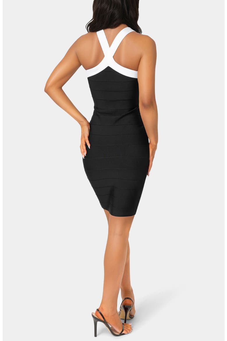 Halter Neck Bandage Minidress, Alternate, color, BLACK/ WHITE