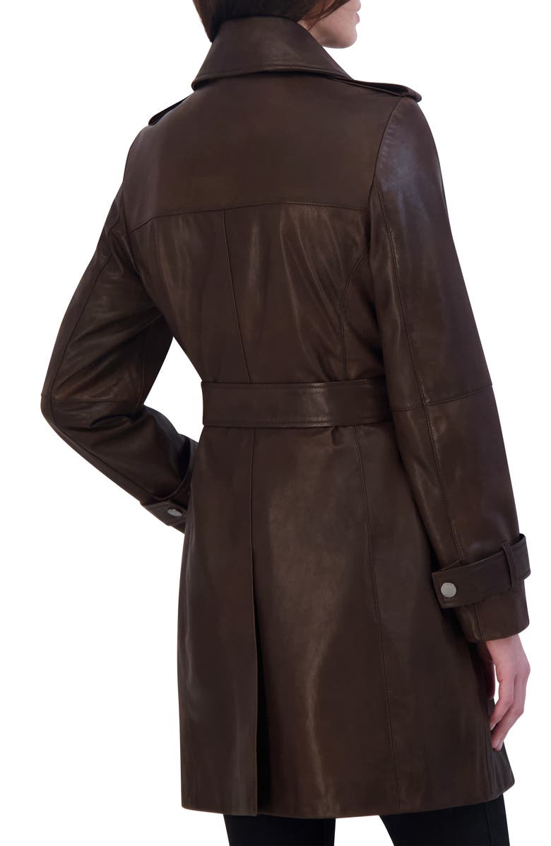Tahari Natalie Leather Trench Coat, Alternate, color,