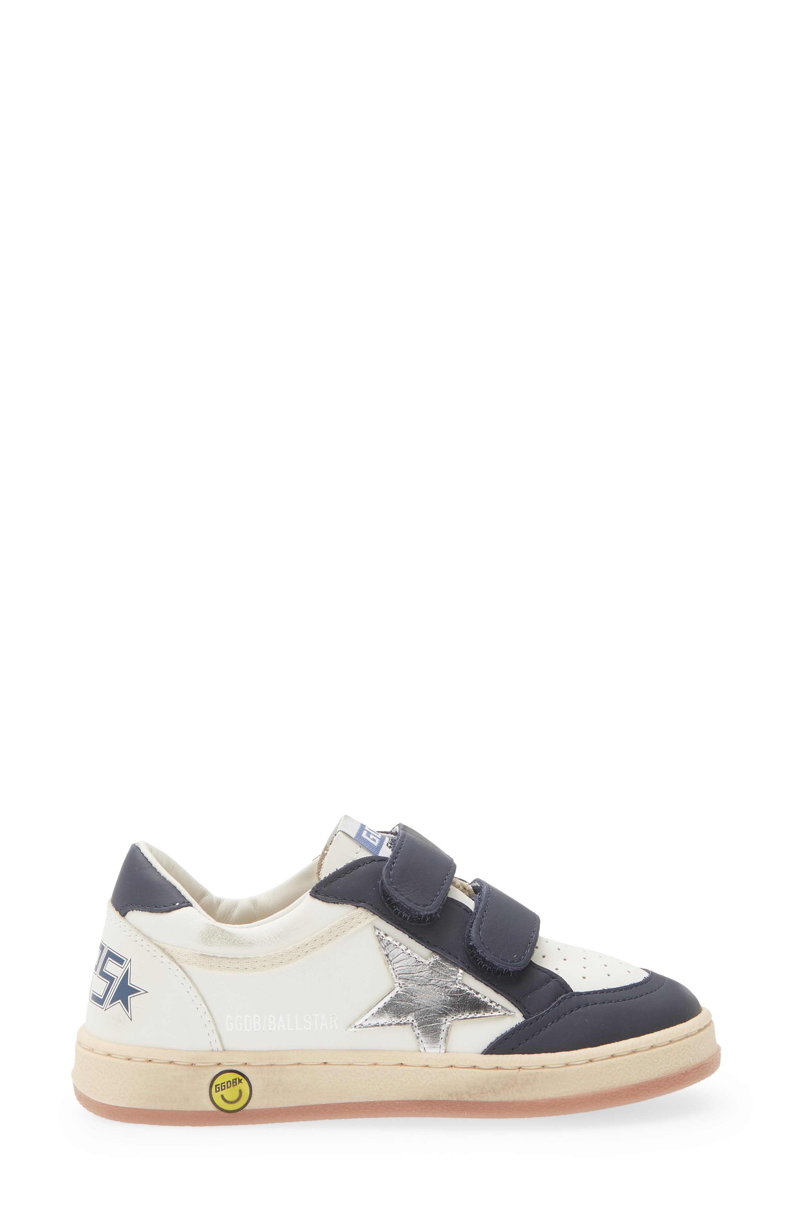 Kids' Ball Star Sneaker, Alternate, color, WHITE/ SILVER/ DARK BLUE