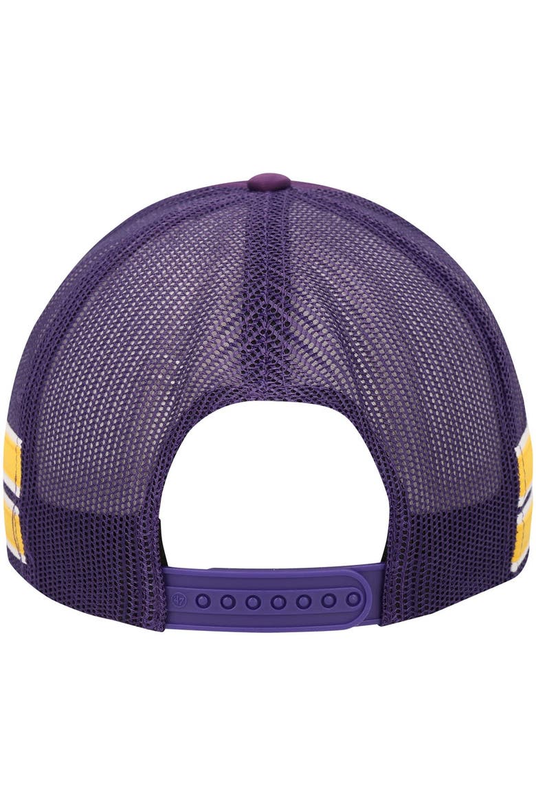 Men's '47 Purple Los Angeles Lakers Sidebrand Stripes Trucker Adjustable Hat, Alternate, color, Purple