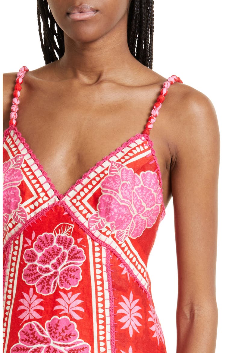 Summer Sunrise Embroidered Linen Maxi Dress, Alternate, color, SUMMER SUNRISE RED