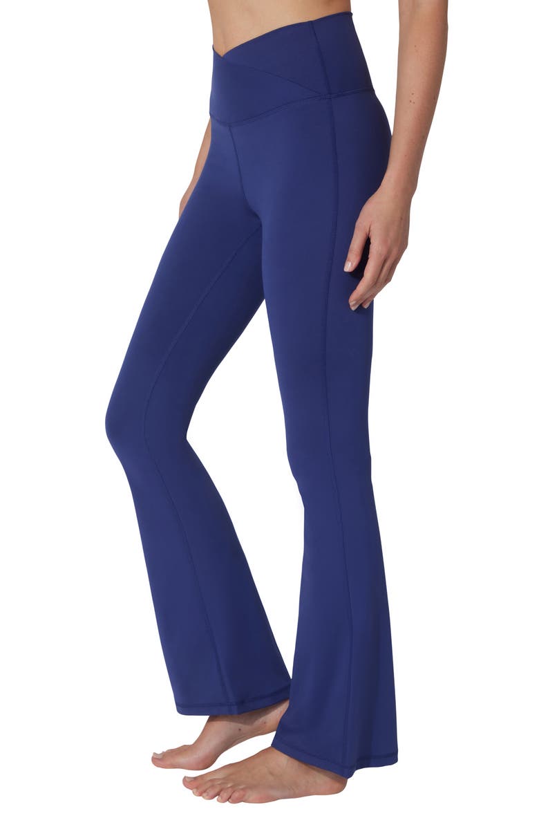 YOGALICIOUS Crossover Flared Leggings, Alternate, color, Blue Ribbon