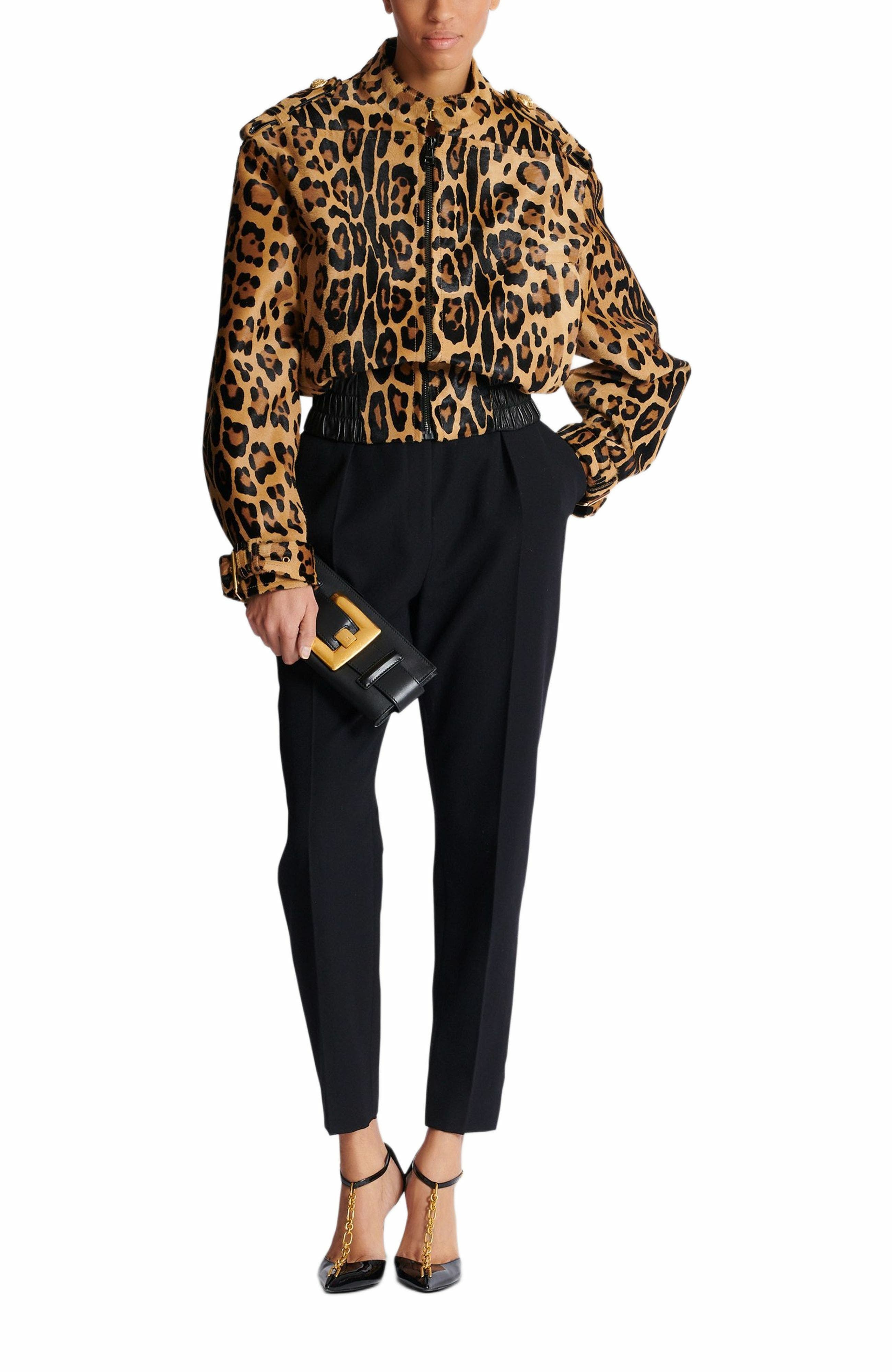 Balmain Anthem Calfskin Leather Clutch, Alternate, color, 