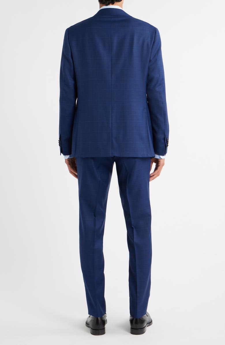 Canali Kei Trim Fit Shadow Plaid Wool Suit, Alternate, color, Navy