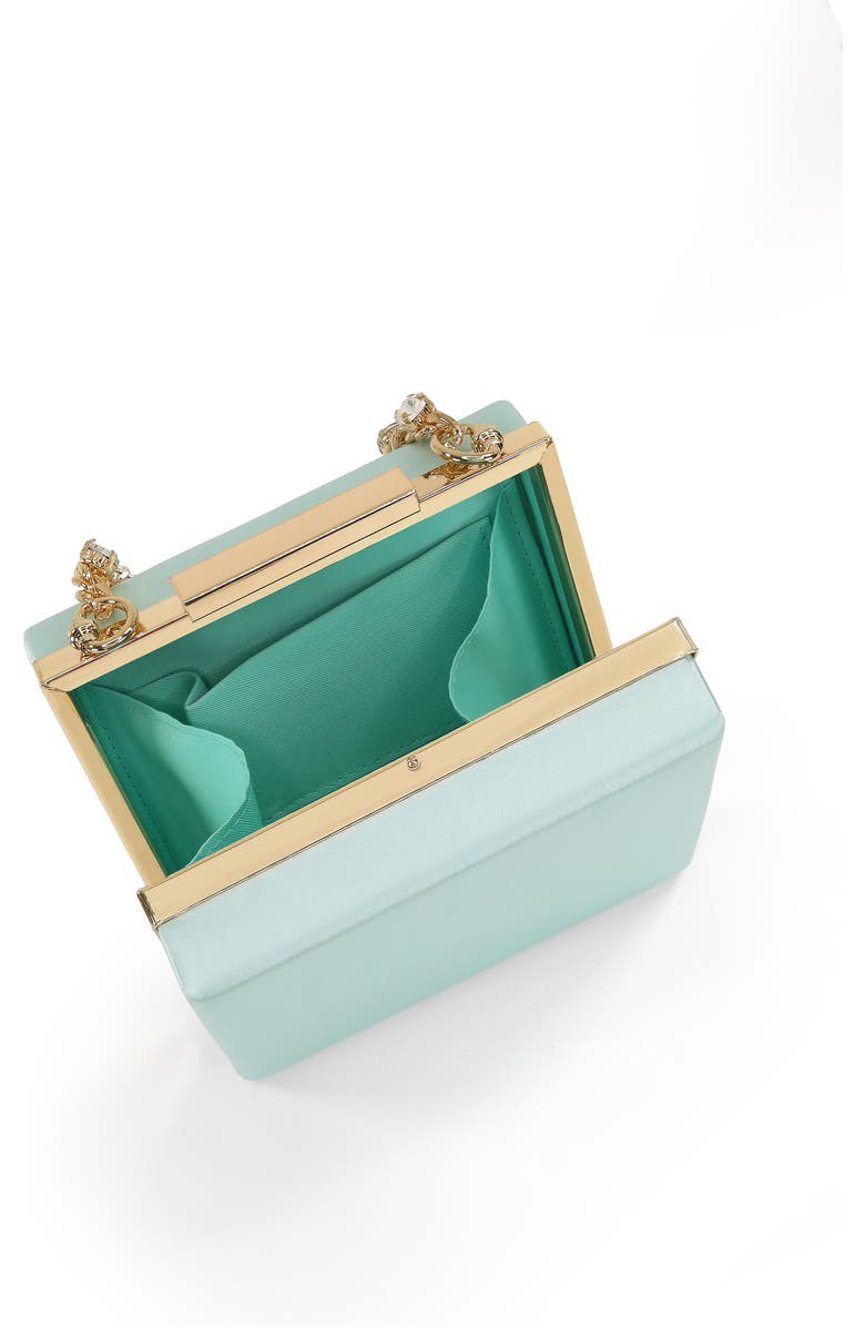 Jewel Badgley Mischka Billie Mini Box Clutch with Rhinestone Chain, Alternate, color, Light Mint Green