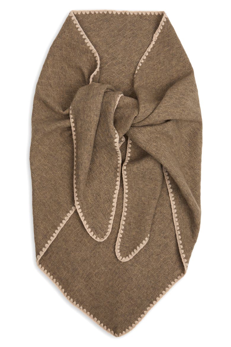 Triangle Knit Trim Shawl, Alternate, color, TAUPE