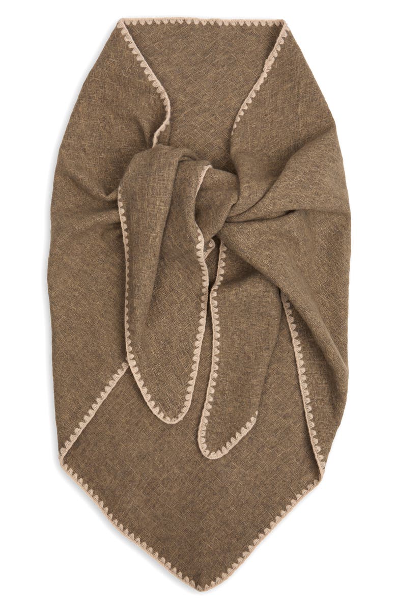 SAACHI Triangle Knit Trim Shawl, Alternate, color, Taupe