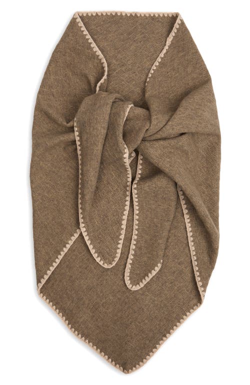 Saachi Triangle Knit Trim Shawl In Brown