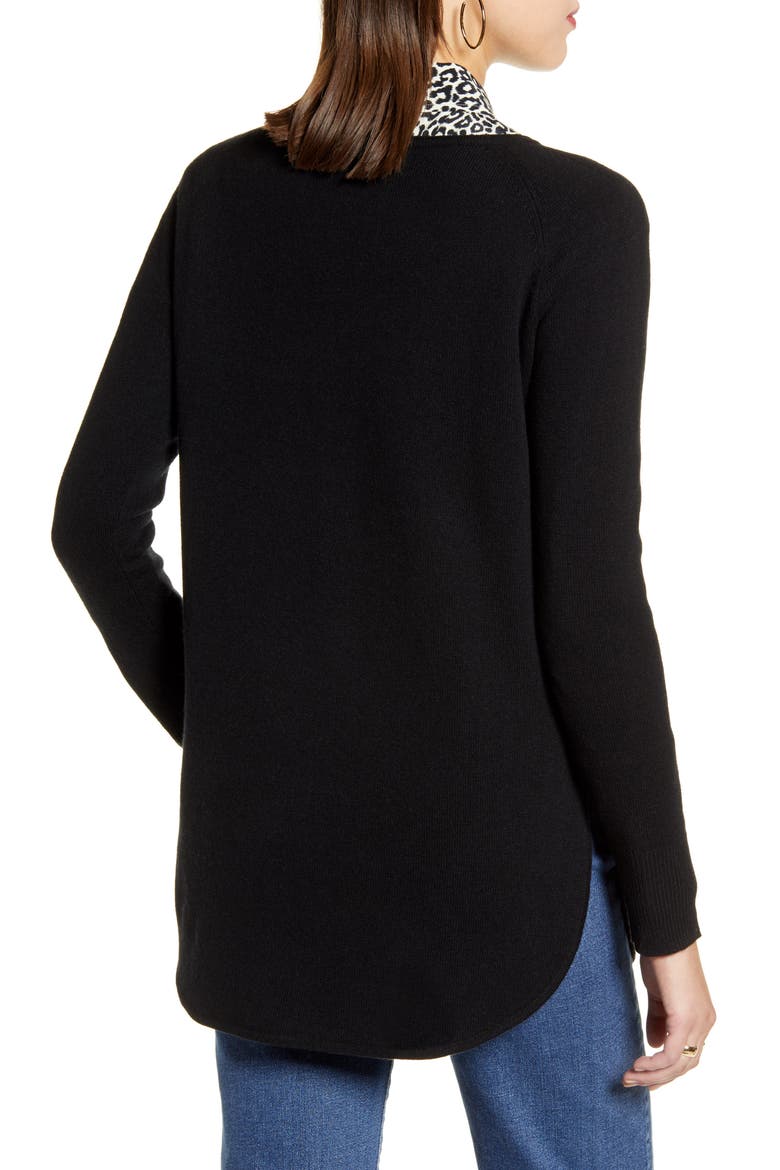 Shirttail Wool & Cashmere Boatneck Tunic, Alternate, color, BLACK