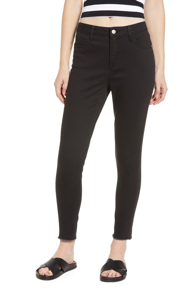 Fray Hem High Waist Jeggings, Main, color, BLACK WASH