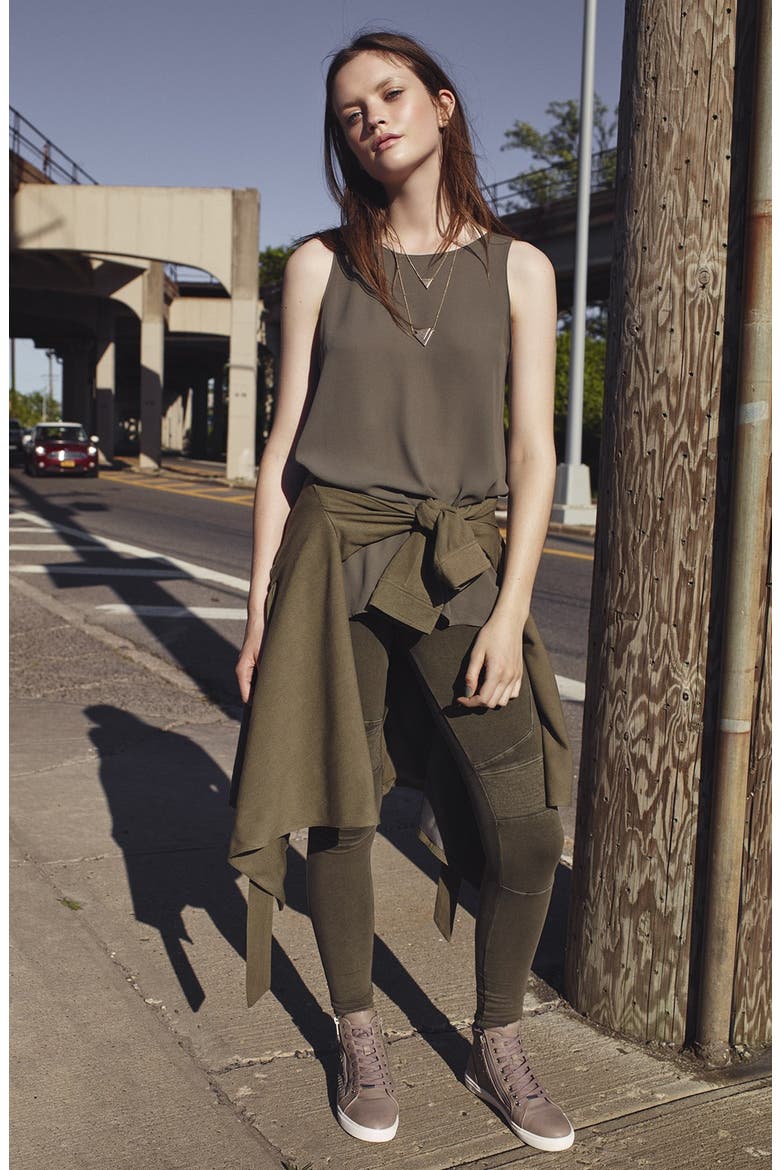 Stretch Cotton Moto Leggings, Alternate, color, OLIVE SARMA