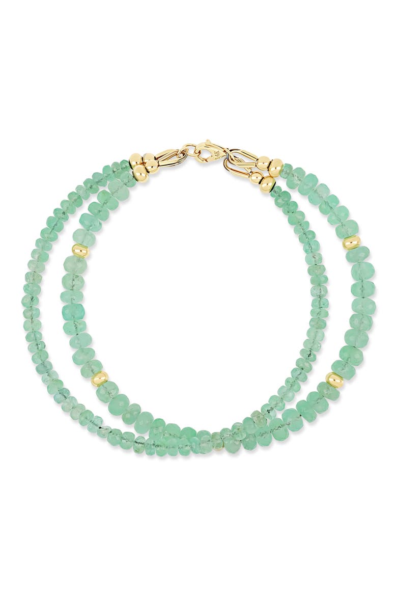 14K Gold Iris Emerald Bead Line Bracelet, Main, color, YELLOW GOLD