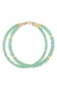 14K Gold Iris Emerald Bead Line Bracelet