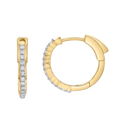 Evangeline Halfway Diamond Set Huggie Hoop Earrings in 14K Gold