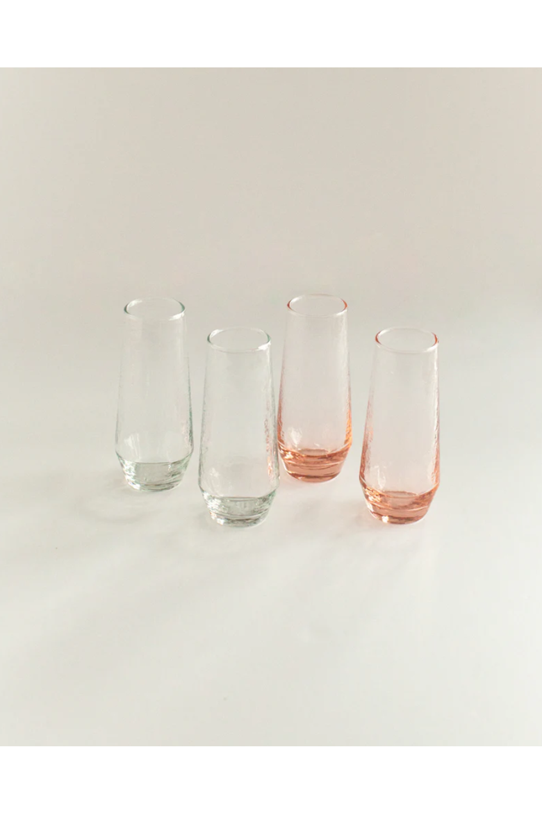 Handblown Hammered Champagne Flutes - Set of 2, Alternate, color, Blush