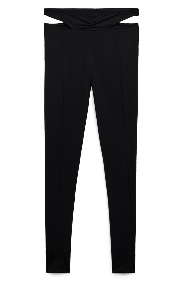 MANGO Cutout Waist Leggings, Main, color, Black