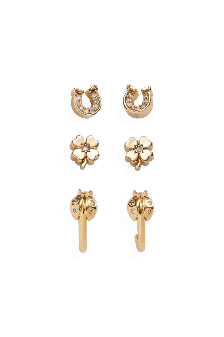 Love Luck Stud Set, Main, color, Gold