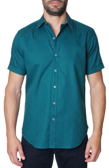 Shop Robert Graham Windsor 2 Short Sleeve Button-up Shirt In Dark Teal