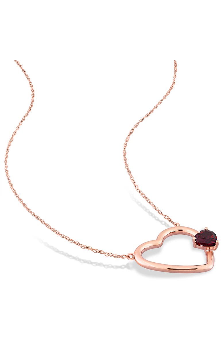 Julianna B. Gemstone Open Heart Necklace 10k, Alternate, color, Garnet/Rose Gold