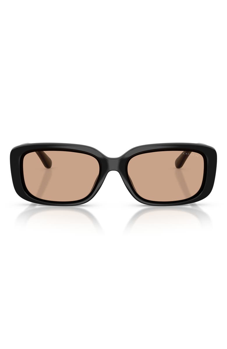 COACH 57mm Rectangular Sunglasses, Main, color, Black / Dark Pink Solid