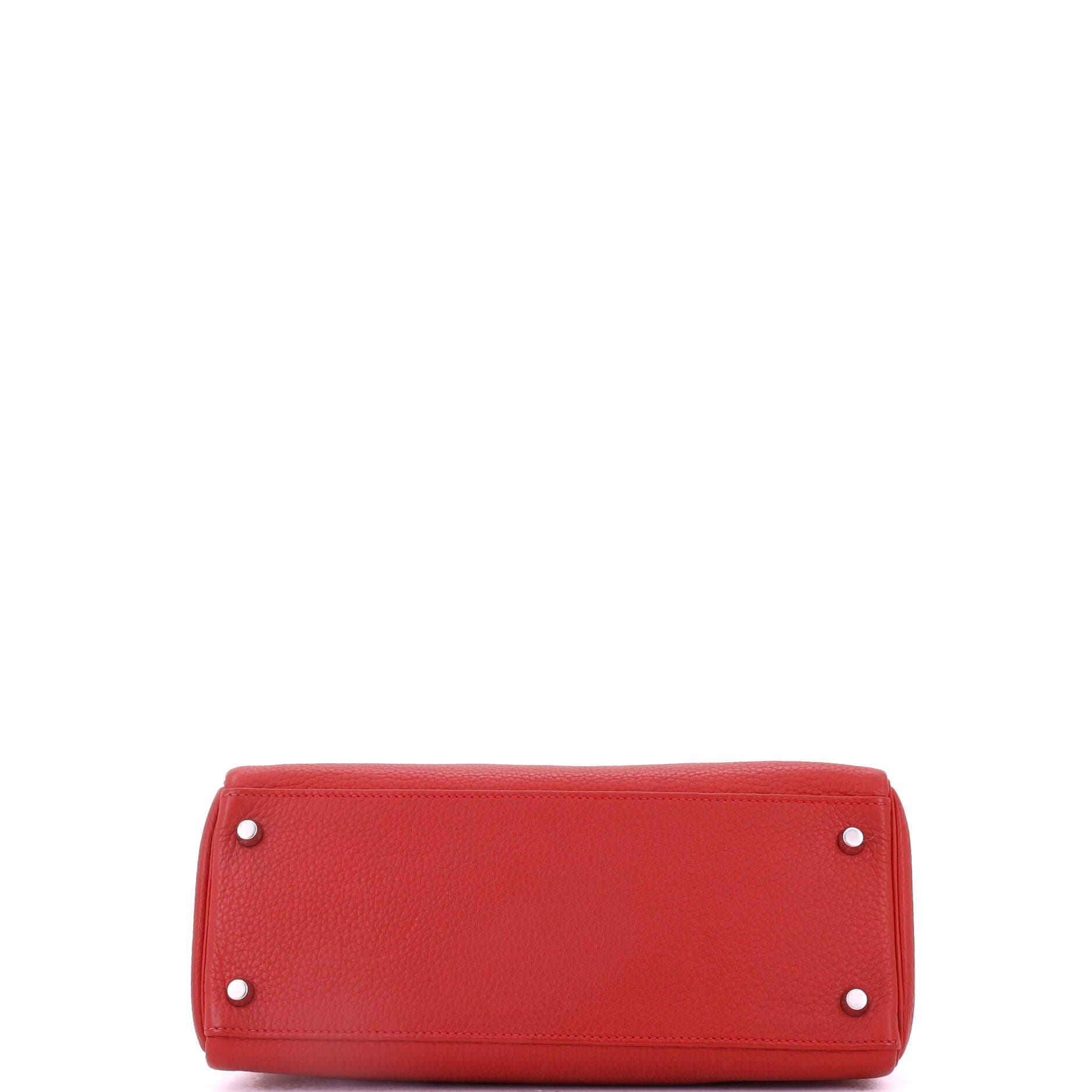 Pre-Owned Hermes Kelly Handbag Red Togo with Palladium Hardware 28, Alternate, color, 