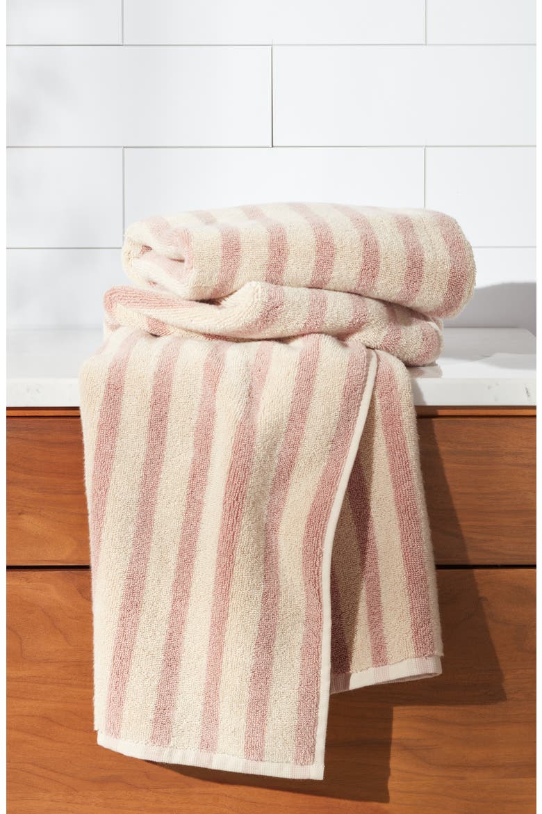 Hydrocotton Stripe Bath Towel, Alternate, color, BEIGE OATMEAL MULTI