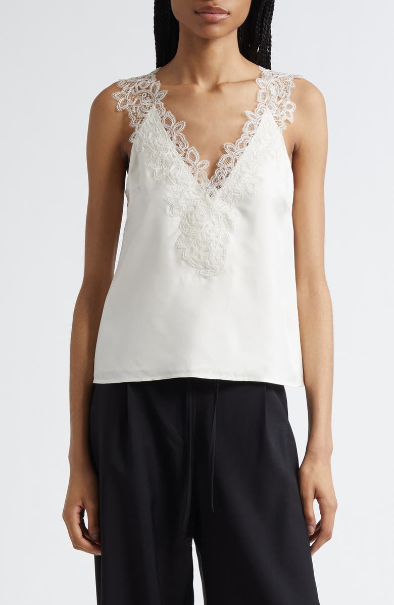 Róhe Lace Trim Silk Tank, Main, color, 