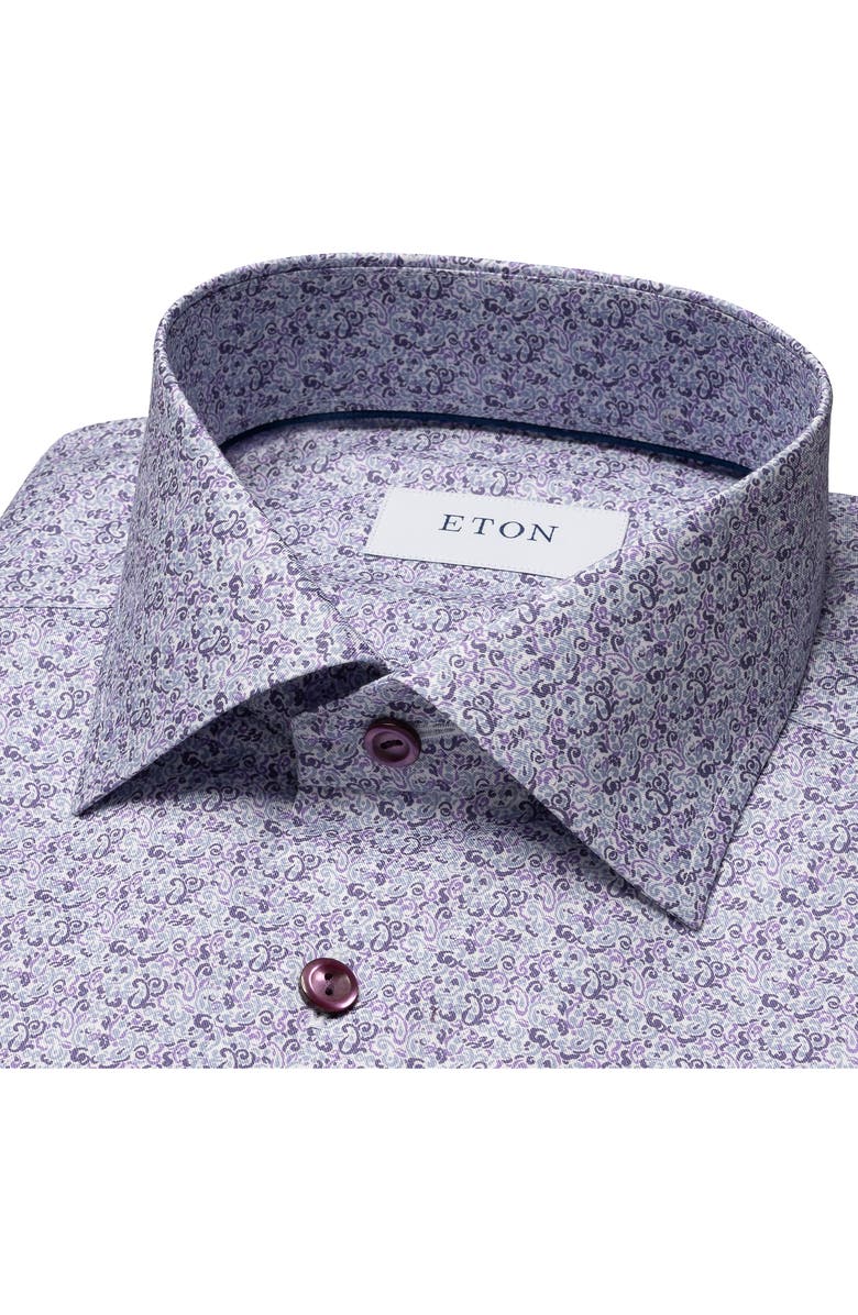 Eton Contemporary Fit Twill Dress Shirt, Alternate, color, Purple