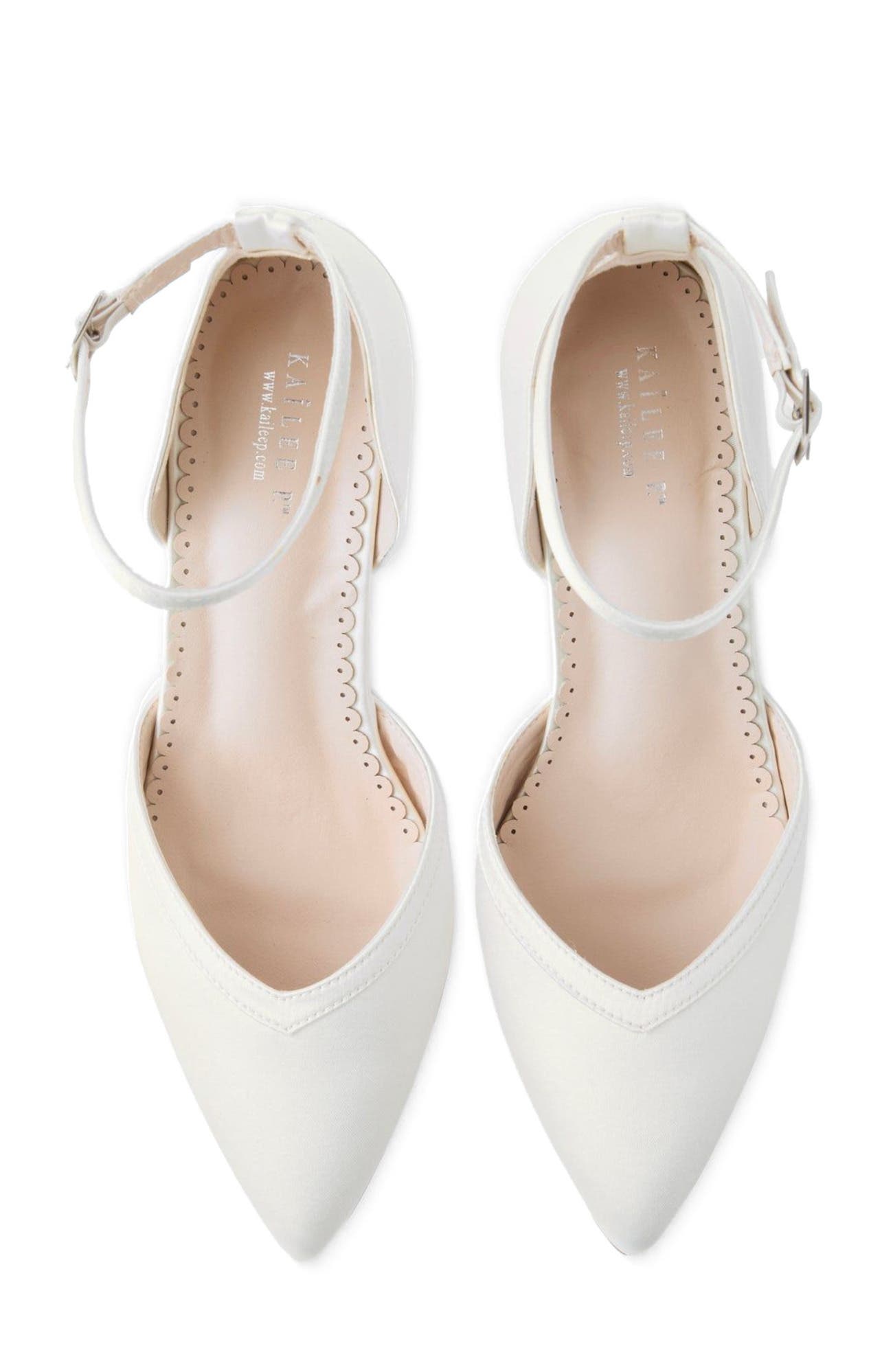 Sally Satin Block Heels Wedding Shoes, Alternate, color, Ivory