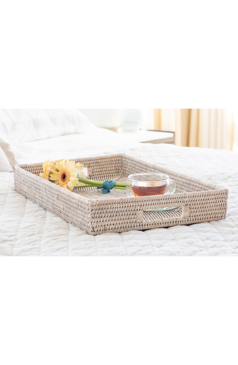 Artifacts Trading Company<sup>™</sup> Artifacts Rattan Rectangular Tray With Cutout Handles, Alternate, color, White Wash
