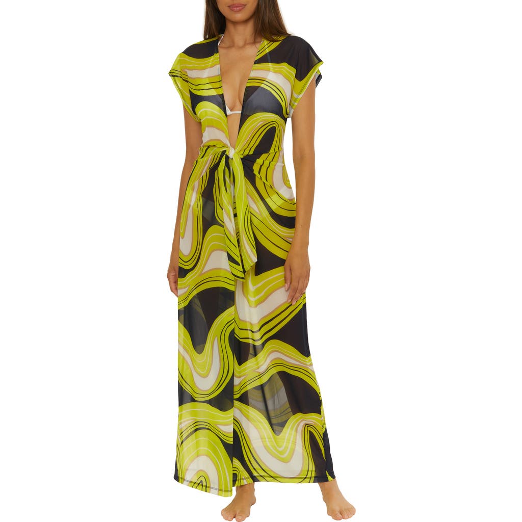 Trina Turk Serena Stretch Mesh Cover-up Maxi Dress In Green Multi