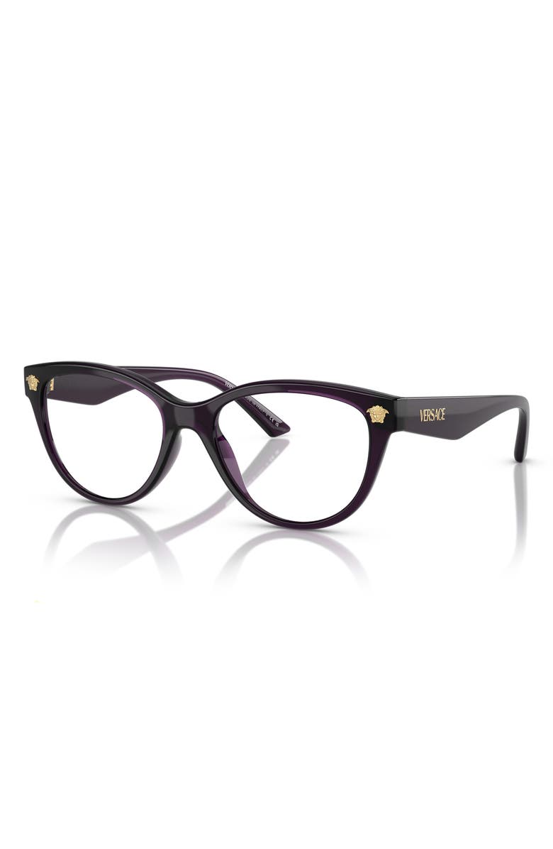 Versace 54mm Cat Eye Optical Glasses, Alternate, color, Violet