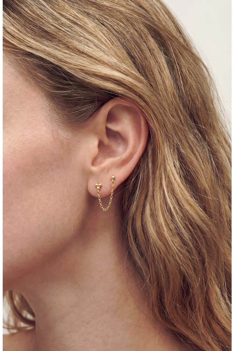 Hanging Double Piercing Single Earring, Alternate, color, GOLD